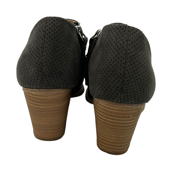 Dolce Vita DV8 Womens Open Toe Booties Size 8.5 Black Suede Perforated Side Zip - Picture 7 of 11